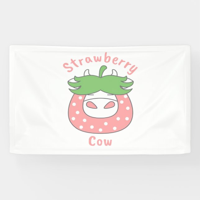 Pink Strawberry Cow Classic T-Shirt Banner (Horizontal)