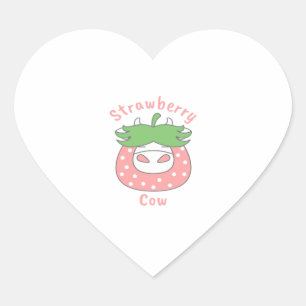 Pink Strawberry Cow Classic T-Shirt Heart Sticker
