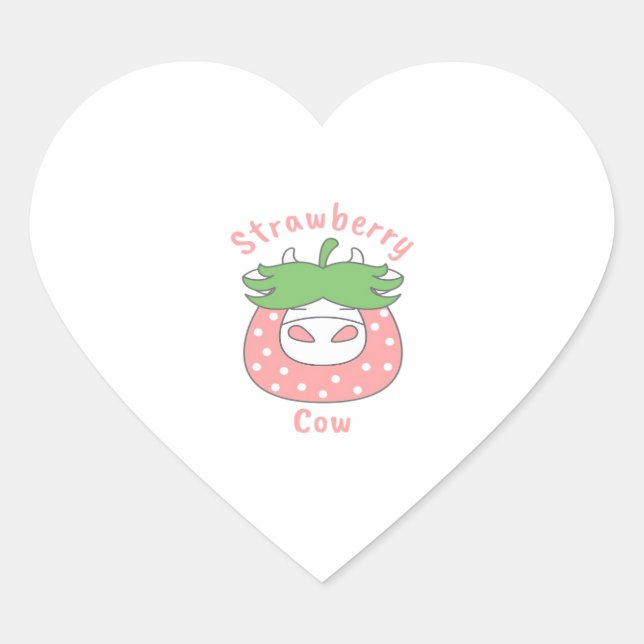 Pink Strawberry Cow Classic T-Shirt Heart Sticker (Front)