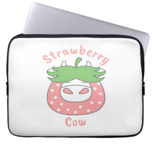 Pink Strawberry Cow Classic T-Shirt Laptop Sleeve