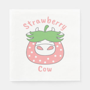 Pink Strawberry Cow Classic T-Shirt Napkin