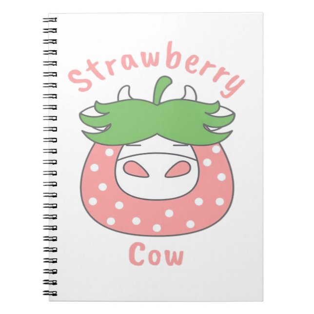 Pink Strawberry Cow Classic T-Shirt Notebook (Front)