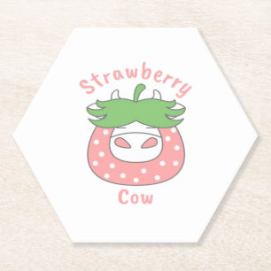Pink Strawberry Cow Classic T-Shirt Paper Coaster