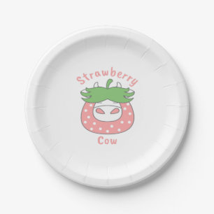Pink Strawberry Cow Classic T-Shirt Paper Plate