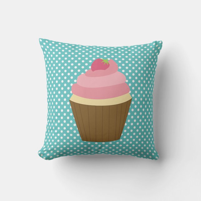 Pink Strawberry Cupcake Cushion (Front)