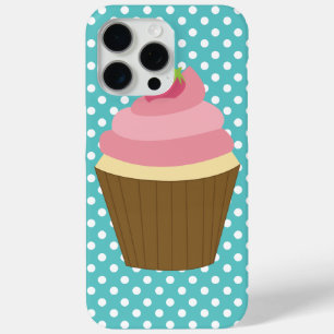 Pink Strawberry Cupcake Illustration iPhone 15 Pro Max Case