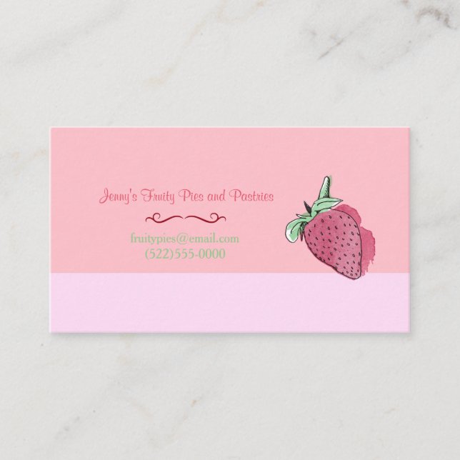 Pink Strawberry Design and Logo Business Card (Front)
