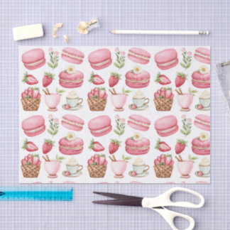 Pink Strawberry Dessert Pattern Tissue Paper