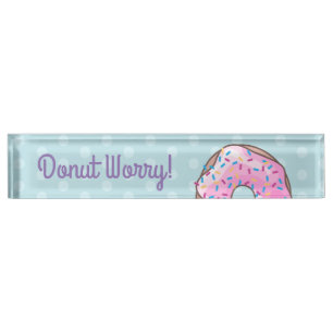 Pink Strawberry Donut Nameplate