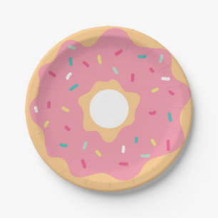 Pink Strawberry Doughnut Paper Plate