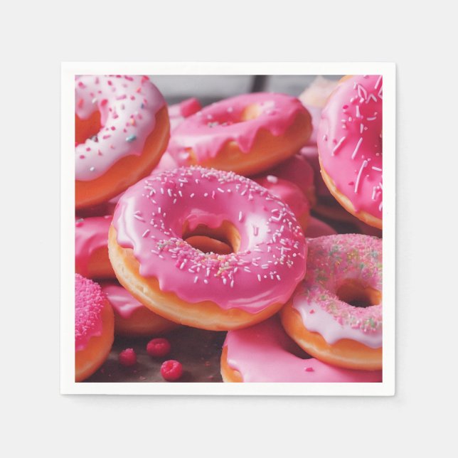 Pink Strawberry Doughnuts Napkin (Front)