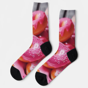 Pink Strawberry Doughnuts Socks