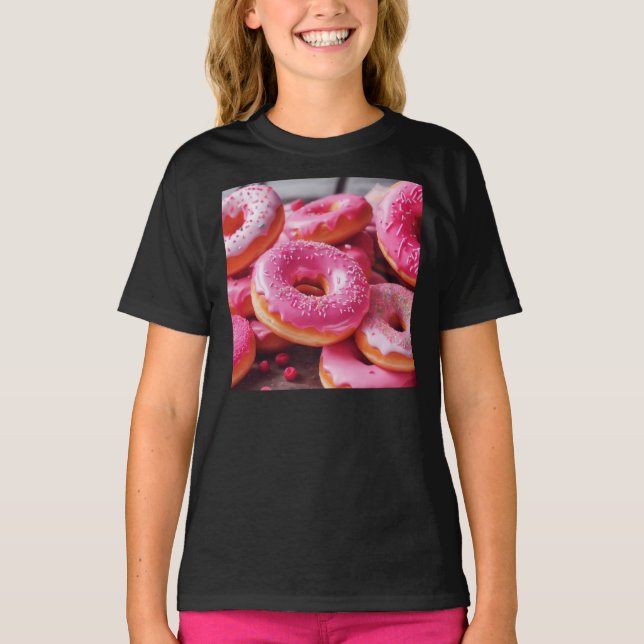 Pink Strawberry Doughnuts T-Shirt (Front)