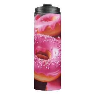 Pink Strawberry Doughnuts Thermal Tumbler