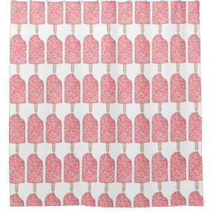 Pink Strawberry Eclair Popsicles Shower Curtain