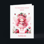 Pink Strawberry Fairy Berry Birthday Sister Card<br><div class="desc">Celebrate a berry special birthday with our personalised Strawberry Fairy Girl Birthday Sister card! This enchanting card is perfect for your sister who loves a touch of magic. Personalise the front with her name and add a heartfelt message inside. The charming design features a whimsical strawberry fairy house, sure to...</div>