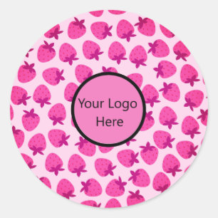 pink strawberry field summer bakery nature fruit classic round sticker