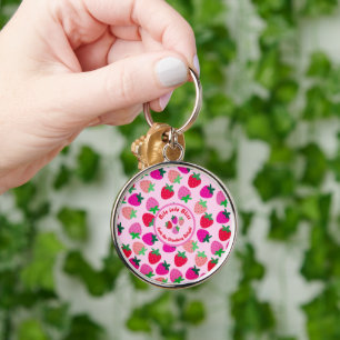pink strawberry field summer bakery nature fruit key ring