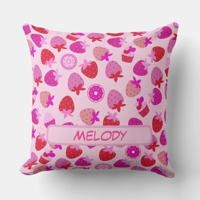 pink strawberry field summer nature fruit tropical cushion (Front)
