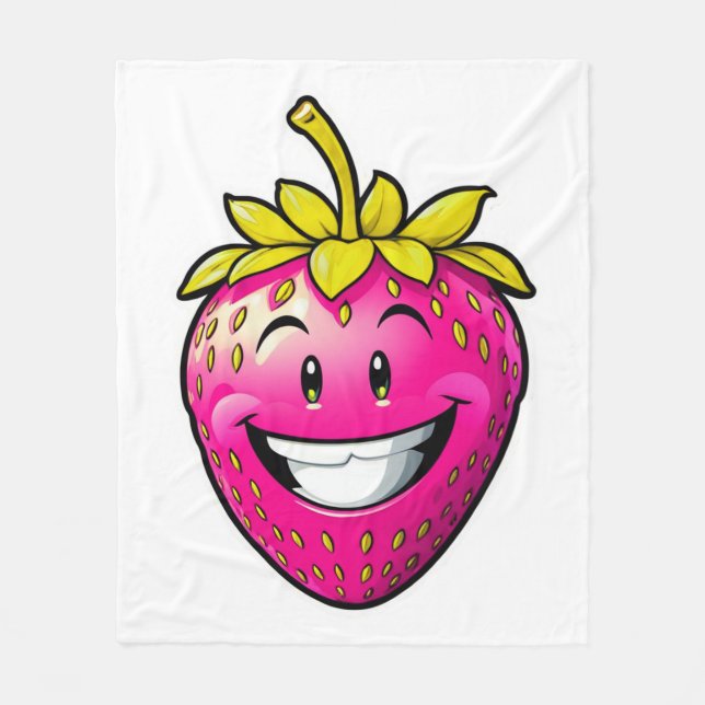 Pink Strawberry  Fleece Blanket (Front)