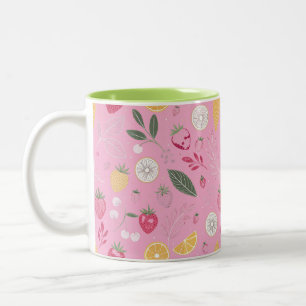 Pink Strawberry & Floral Two-Tone Mug
