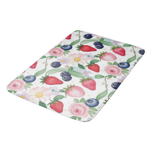 Pink Strawberry flowers Birthday Party for her Bath Mat