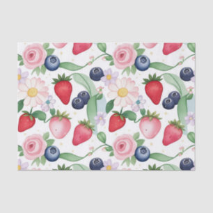 Pink Strawberry flowers Birthday Party for her Tissue Paper
