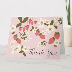 Pink Strawberry Folded Thank You Card