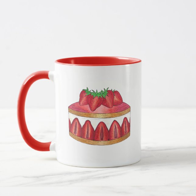 Pink Strawberry Fraisier Cake French Pastry Chef Mug (Left)
