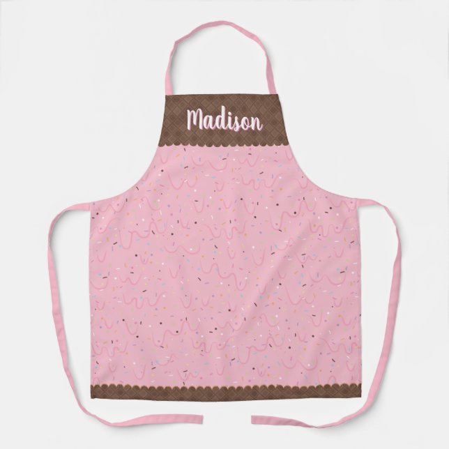 Pink Strawberry Ice Cream Apron (Front)