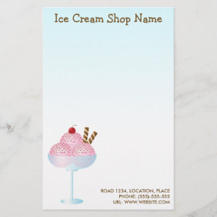 Pink Strawberry Ice Cream Business Stationery