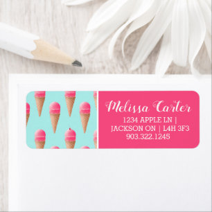 Pink Strawberry Ice Cream Cone Pattern, Blue