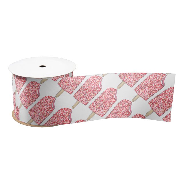Pink Strawberry Ice Cream Eclair Popsicle Ribbon Satin Ribbon (Spool)
