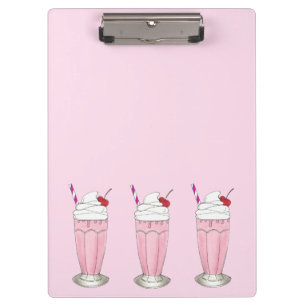 Pink Strawberry Ice Cream Shake Milkshake Dessert Clipboard