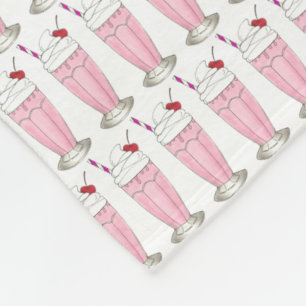 Pink Strawberry Ice Cream Shake Milkshake Dessert Fleece Blanket