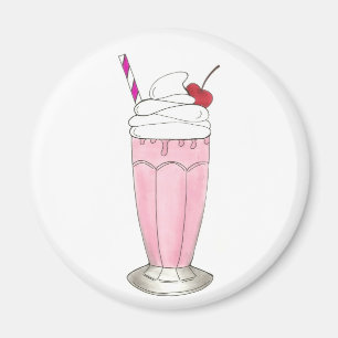 Pink Strawberry Ice Cream Shake Milkshake Dessert Magnet