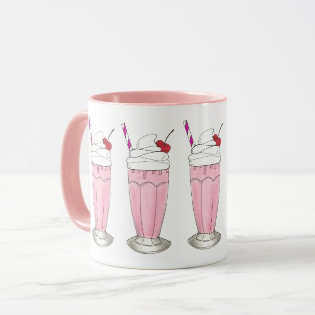Pink Strawberry Ice Cream Shake Milkshake Dessert Mug (Front Left)