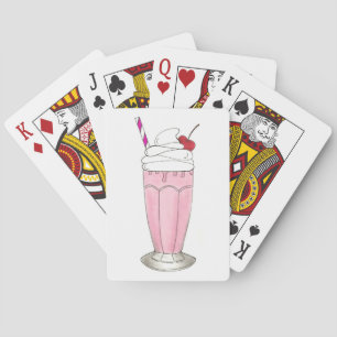 Pink Strawberry Ice Cream Shake Milkshake Dessert Playing Cards