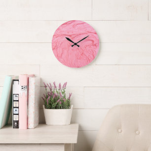 Pink Strawberry Ice Cream Texture Large Clock