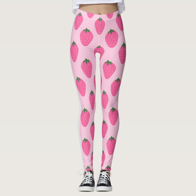 pink strawberry leggings (Front)