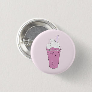 Pink Strawberry Milkshake - Pin-up Round Badge