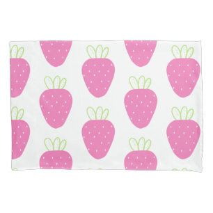 Pink Strawberry Minimalist Watercolor Fruit Fruit Pillowcase