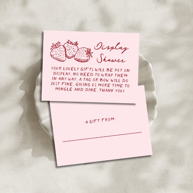 Pink Strawberry No Wrap Display Bridal Shower  Enclosure Card (Creator Uploaded)