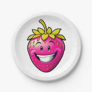 Pink Strawberry  Paper Plate