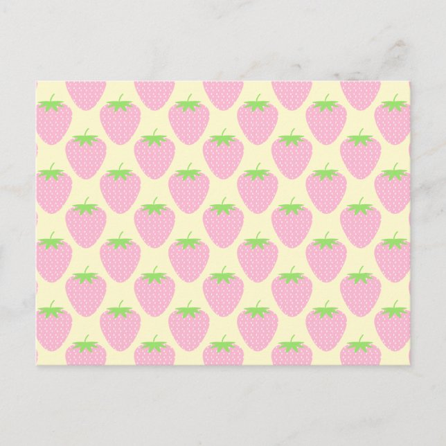 Pink Strawberry Pattern. Postcard (Front)