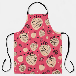 Pink strawberry pattern: seamless sweet design apron