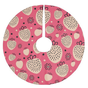 Pink strawberry pattern: seamless sweet design brushed polyester tree skirt