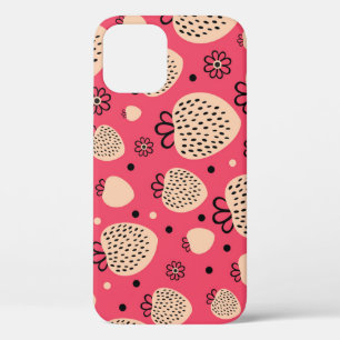 Pink strawberry pattern: seamless sweet design iPhone 12 case