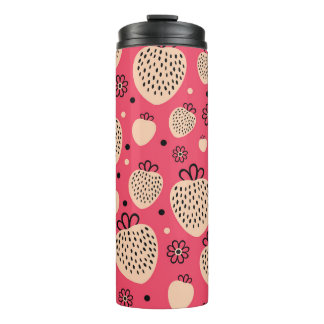 Pink strawberry pattern: seamless sweet design thermal tumbler