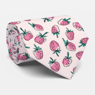Pink strawberry pattern tie